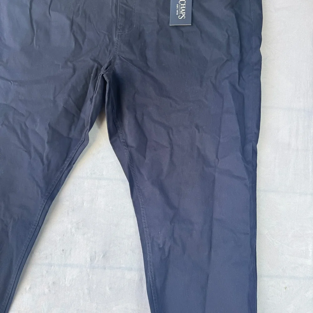 Chaps Chino Pants Mens 50x30 Navy Blue Cotton Stretch Slim Fit Straight Leg
